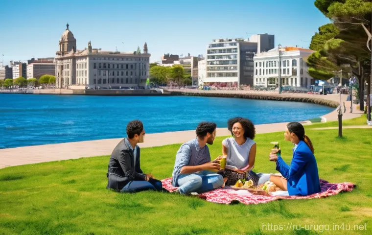 우루과이에서 부동산 매매 - **Prompt 1: Montevideo's Urban Charm**
    "A vibrant, high-angle photographic view of Montevideo's ...