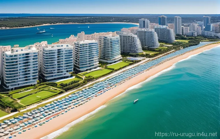 우루과이에서 부동산 매매 - **Prompt 1: Montevideo's Urban Charm**
    "A vibrant, high-angle photographic view of Montevideo's ...