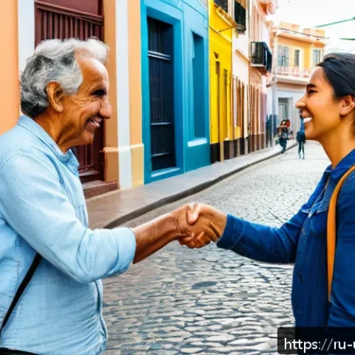 Home 30 우루과이에서 금기사항 - A warm street scene in Montevideo, Uruguay, showing two adults greeting each other with a handshake ...